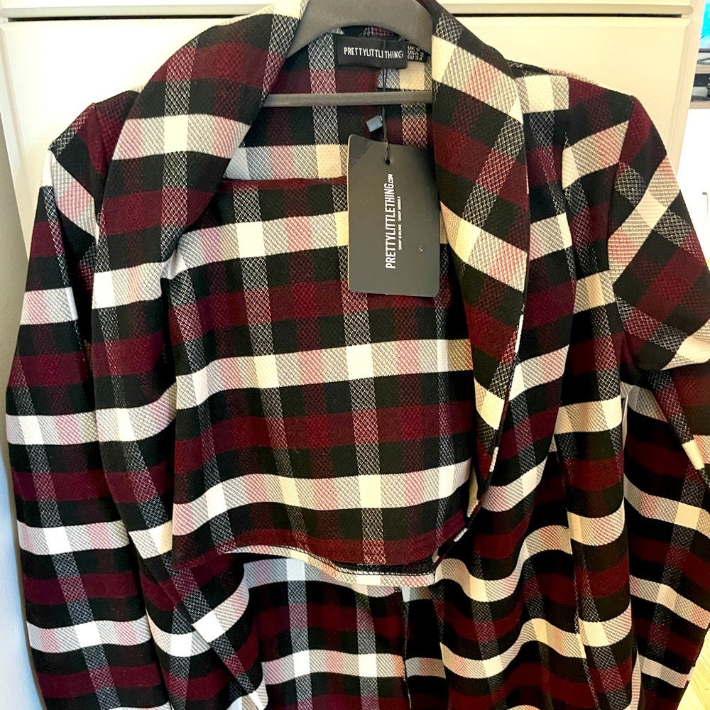 Burgundy 2-Piece Checkered Set